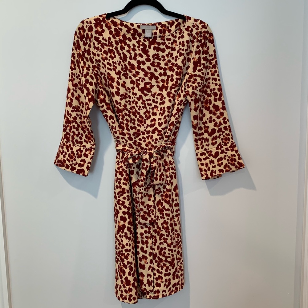 H&M Animal Print Waist Tie Dress